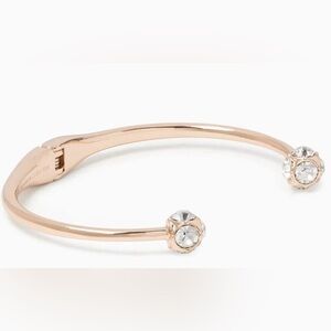 Kate Spade Lady Marmalade Rose Gold CZ Hinged Cuff Bracelet W/ Pouch